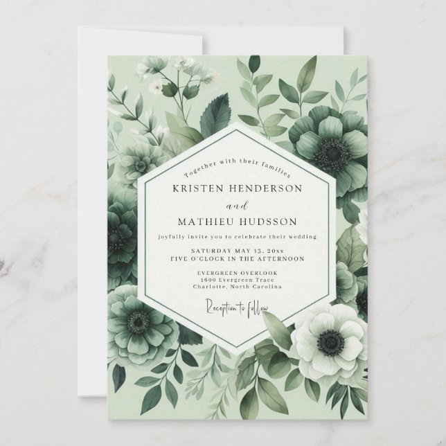 Invitación Boda Floral Bloom Salvia (Anverso)