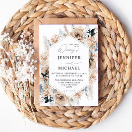 Invitación Boda floral Blue & Beige Boho