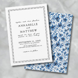 Invitación Boda Floral Blue BotanClassic Elegant