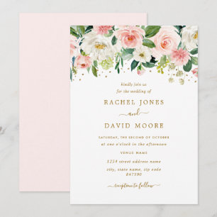 Invitación Boda Floral Blush Gold