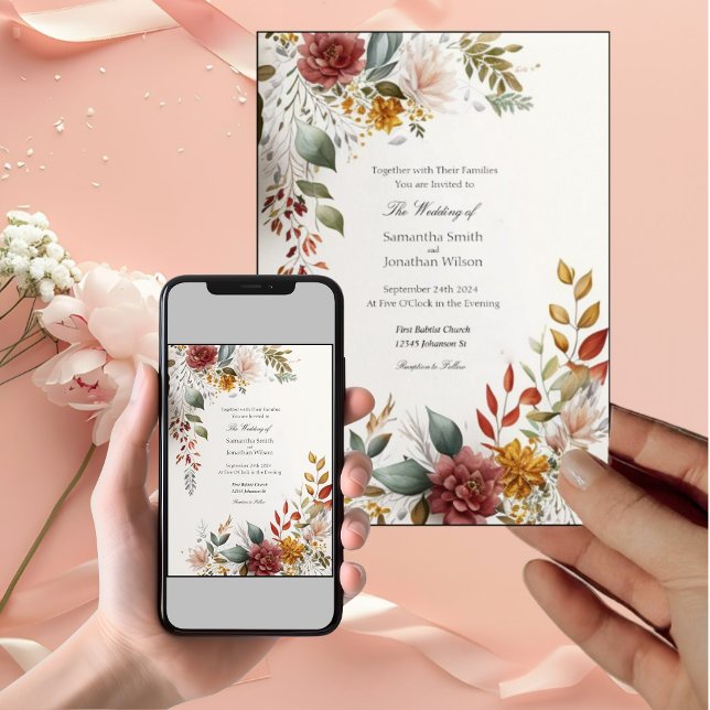 Invitación Boda floral bohemia colorida (Subido por el creador)