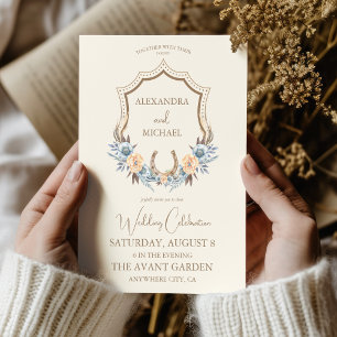 Invitación Boda floral bohemia de campo occidental Crest