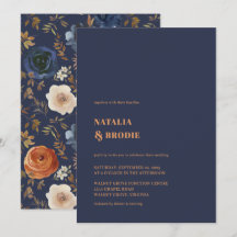 Boda floral bohemiana de óxido azul