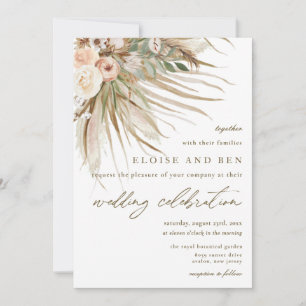 Invitación Boda Floral Bohemias Pampas Grass Earthy Tones