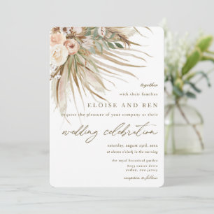 Invitación Boda Floral Bohemias Pampas Grass Earthy Tones