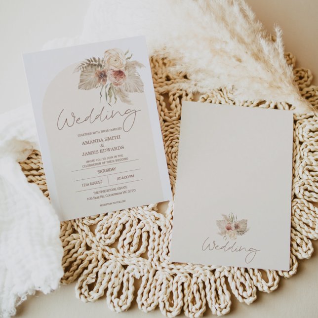Invitación Boda Floral Boho Arch Floral Pampas Grass Floral (Subido por el creador)