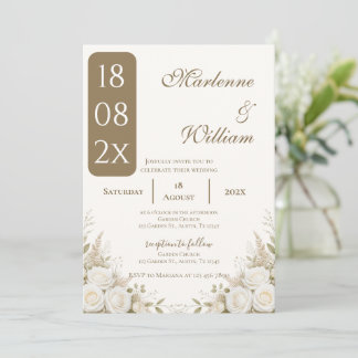 Invitación Boda floral boho beige