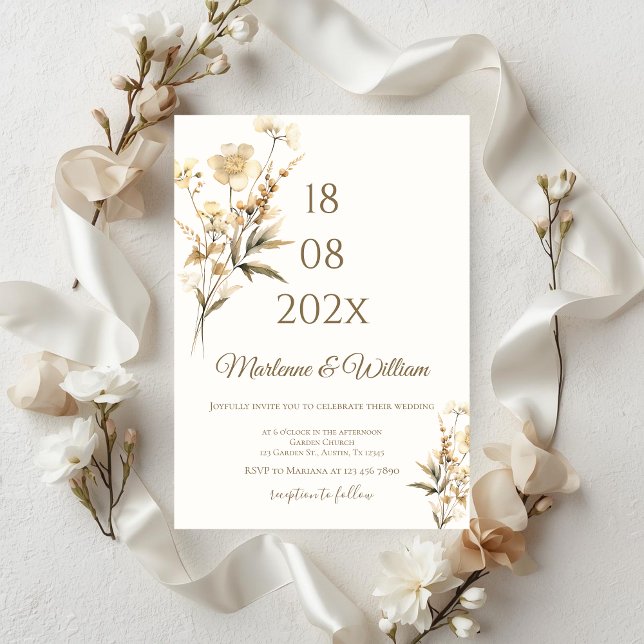Invitación Boda floral boho beige (Subido por el creador)