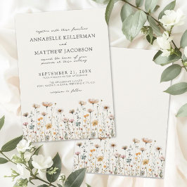 Invitación Boda Floral Boho Beige Flor Silvestre