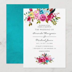 Invitación Boda floral boho chic acuarela