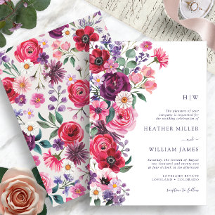 Invitación Boda Floral Boho Colorida