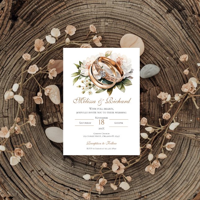 Invitación Boda floral boho con anillo (Subido por el creador)