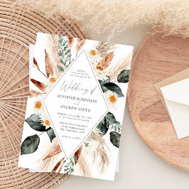 Invitación Boda Floral Boho Copper Pampas Grass & Beige