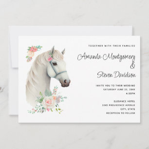 Invitación Boda floral boho de caballo blanco elegante