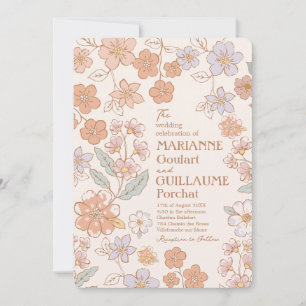 Invitación Boda Floral Boho de color Personalizado completo
