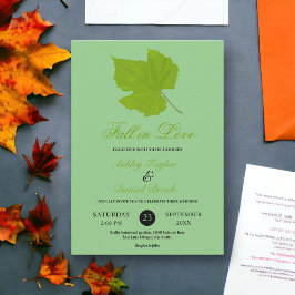Invitación Boda Floral Boho de Hojas de Otoño Verde Elegante