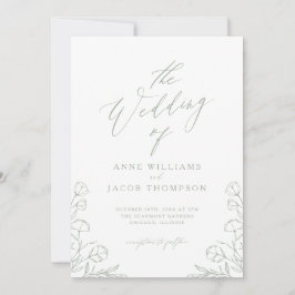 Invitación Boda floral Boho de la vegetación verde de sabio m