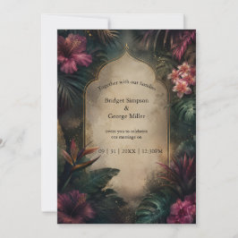 Invitación Boda floral boho de palmeras tropicales de Hawái 