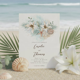 Invitación Boda floral boho de playa tropical
