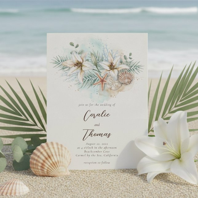 Invitación Boda floral boho de playa tropical (Subido por el creador)