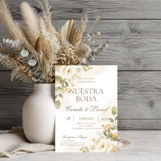 Invitación Boda floral boho en español
