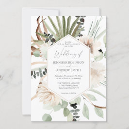 Invitación Boda floral Boho Eucalyptus Palm Leaf & Beige