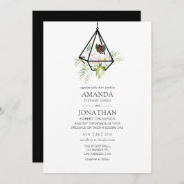 Invitación Boda Floral Boho Geométrico Terrarium