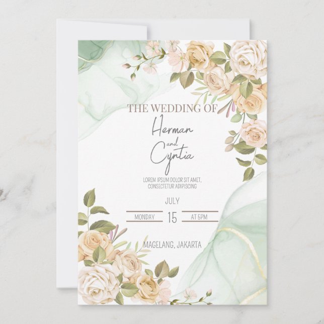 Invitación Boda Floral Boho moderno (Anverso)