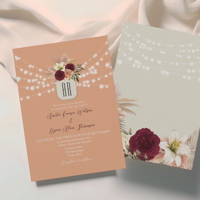 Invitación Boda Floral Boho Monograma (Subido por el creador)