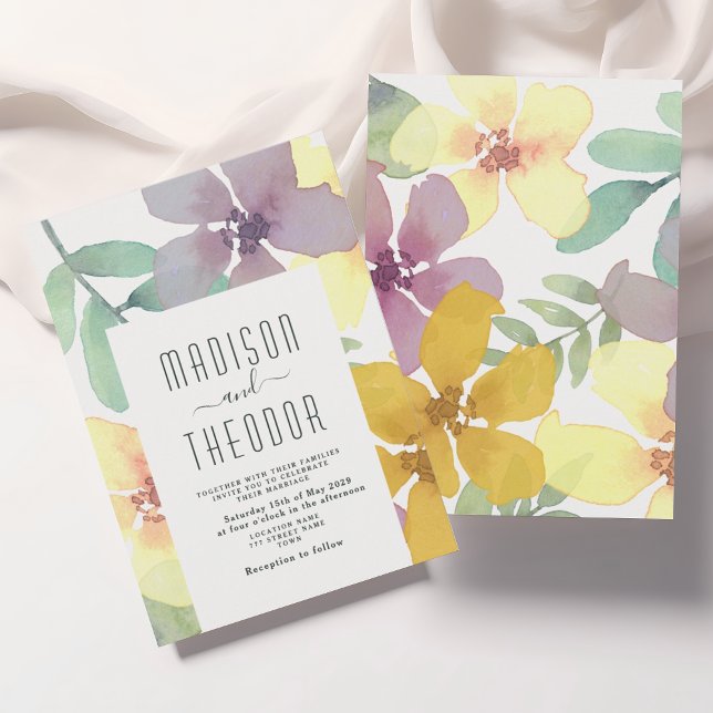 Invitación Boda Floral Boho Morado Amarillo (Subido por el creador)