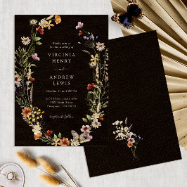 Invitación Boda floral boho negra