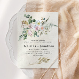 Invitación Boda Floral Boho Neutral Pastel