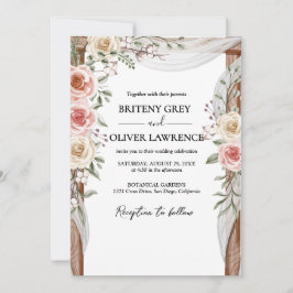 Invitación Boda Floral Boho Neutral Rústica