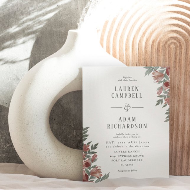 Invitación Boda Floral Boho Otoño Terracota  (Subido por el creador)