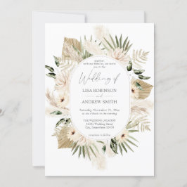 Invitación Boda Floral Boho Pampas Grass & Beige