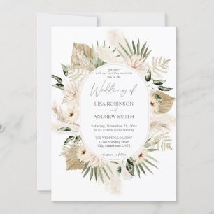 Invitación Boda Floral Boho Pampas Grass & Beige
