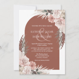 Invitación Boda Floral Boho Pampas Grass Terracotta