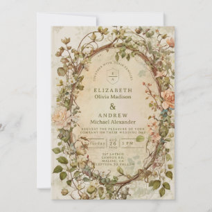 Invitación Boda Floral Boho Tonos Terrosos Modernos