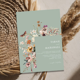 Invitación Boda floral Boho Wildflower minimalista
