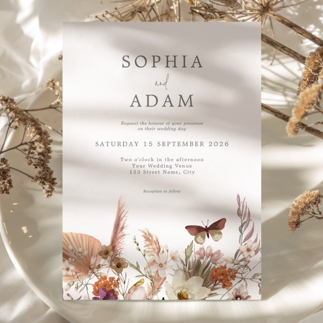 Invitación Boda Floral Boho Wildflower Simple (Subido por el creador)