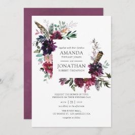 Invitación Boda Floral Borgoña Boho