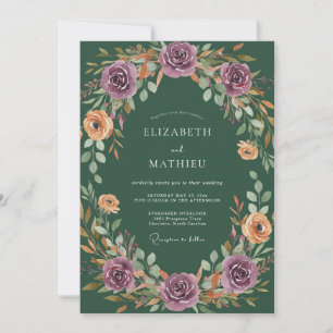 Invitación Boda floral boscosa de ciruela