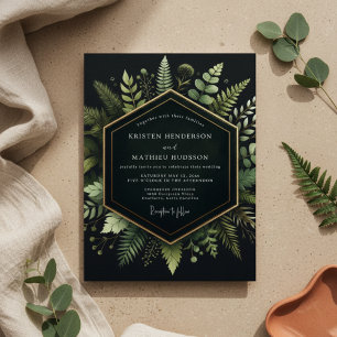 Invitación Boda Floral Bosque Verde Profundo