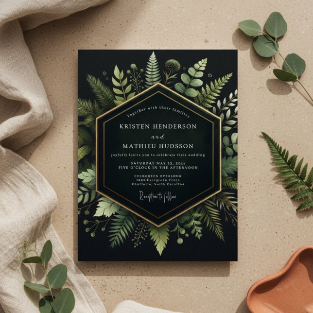 Invitación Boda Floral Bosque Verde Profundo (Subido por el creador)