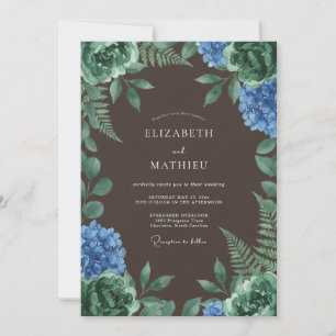 Invitación Boda Floral Bosque Verde Profundo