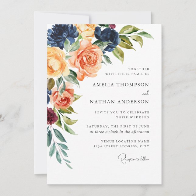Invitación Boda Floral Botánica (Anverso)