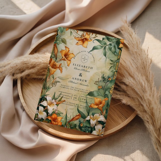 Invitación Boda floral botánica antigua (Subido por el creador)