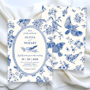 Invitación Boda floral botánica chinoiserie pájaro