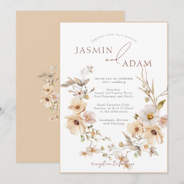 Invitación Boda floral botánica de champán elegante