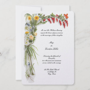 Invitación Boda floral botánica de color retro frontera